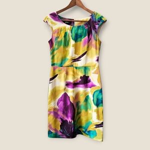 BCX Colorful Abstract Print Dress EUC